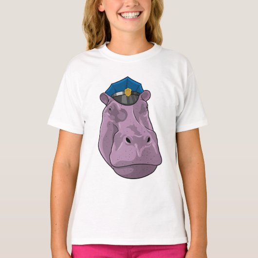 Hippo als politieagent t-shirt (Voorkant)
