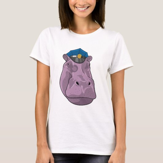 Hippo als politieagent t-shirt (Voorkant)