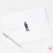 Hippo als secretaris voor notebooks en pen ronde sticker (Envelop)