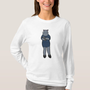 Hippo als secretaris voor notebooks en pen t-shirt