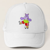 Hippo als Skater met gealigneerde schaatsen Trucker Pet (Voorkant)