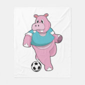 Hippo als Voetbal speler met Soccer.PNG Fleece Deken (Voorkant)
