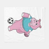 Hippo als Voetbal speler met Soccer.PNG Fleece Deken (Voorkant (Horizontaal))
