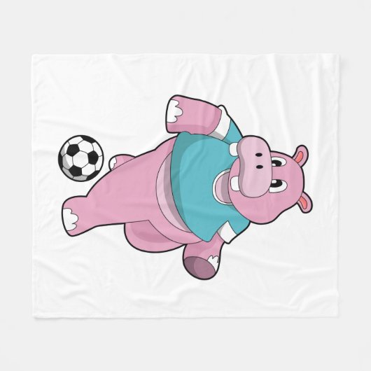 Hippo als Voetbal speler met Soccer.PNG Fleece Deken (Voorkant (Horizontaal))