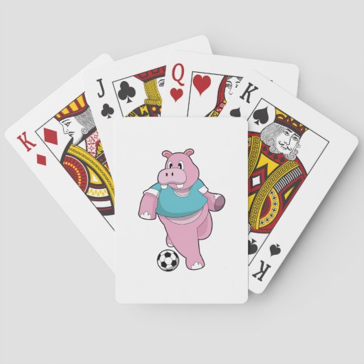 Hippo als Voetbal speler met Soccer.PNG Pokerkaarten (Achterkant)