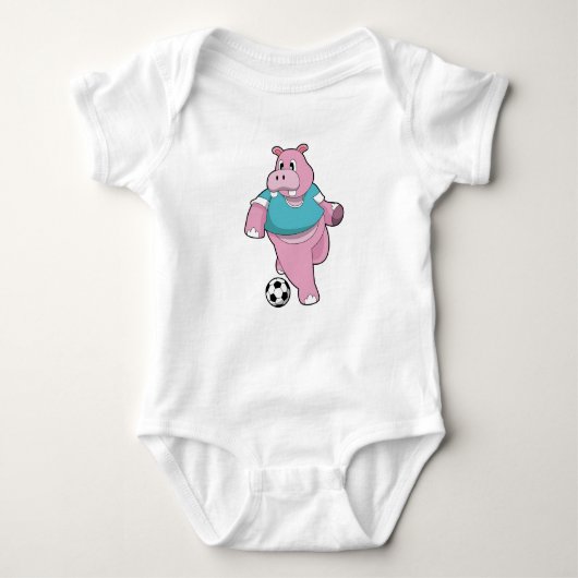 Hippo als Voetbal speler met Soccer.PNG Romper (Voorkant)