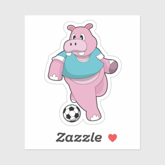 Hippo als Voetbal speler met Soccer.PNG Sticker (Vel)