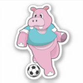 Hippo als Voetbal speler met Soccer.PNG Sticker (Voorkant)