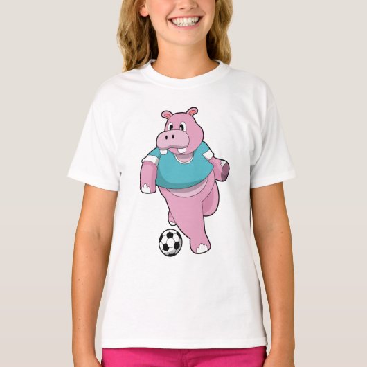 Hippo als Voetbal speler met Soccer.PNG T-shirt (Voorkant)