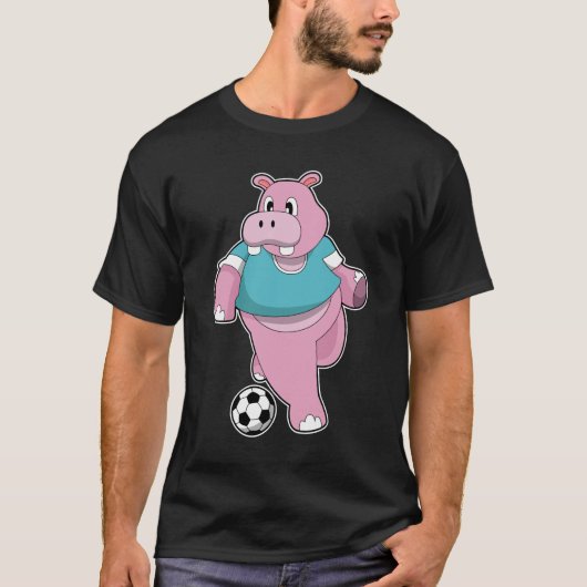 Hippo als Voetbal speler met Soccer.PNG T-shirt (Voorkant)