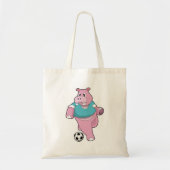 Hippo als Voetbal speler met Soccer.PNG Tote Bag (Voorkant)