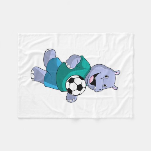Hippo als voetzoeker met Voetbal Fleece Deken (Voorkant (Horizontaal))