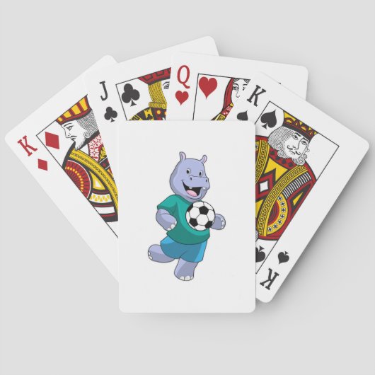 Hippo als voetzoeker met Voetbal Pokerkaarten (Achterkant)