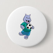 Hippo als voetzoeker met Voetbal Ronde Button 7,6 Cm (Voorkant)