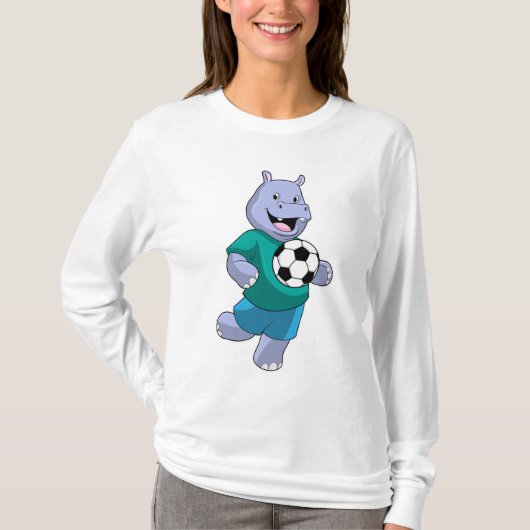 Hippo als voetzoeker met Voetbal T-shirt (Voorkant)