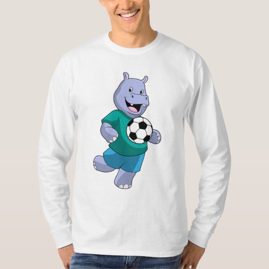 Hippo als voetzoeker met Voetbal T-shirt (Voorkant)