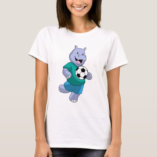 Hippo als voetzoeker met Voetbal T-shirt (Voorkant)