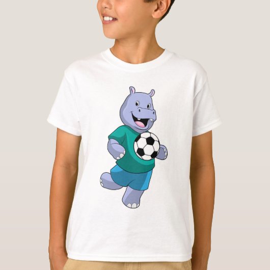 Hippo als voetzoeker met Voetbal T-shirt (Voorkant)
