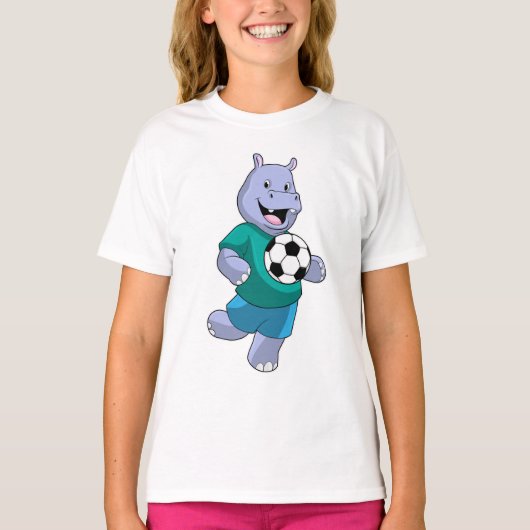 Hippo als voetzoeker met Voetbal T-shirt (Voorkant)