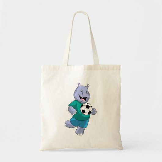 Hippo als voetzoeker met Voetbal Tote Bag (Voorkant)
