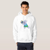 Hippo als volleybalspeler met volleybal hoodie (Voorkant volledig)