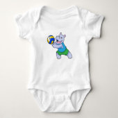 Hippo als volleybalspeler met volleybal romper (Voorkant)