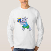 Hippo als volleybalspeler met volleybal t-shirt (Voorkant)