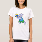 Hippo als volleybalspeler met volleybal t-shirt (Voorkant)