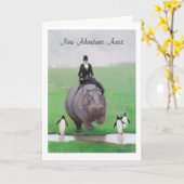 Hippo and Penguins Retication Card Kaart (Gele Bloem)