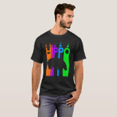Hippo Animal Rainbow Bubble met Silhouette T-shirt (Voorkant volledig)
