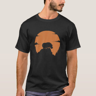 Hippo Animal Sunset Mountain T-shirt