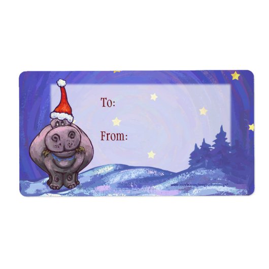 Hippo Art kerstcadeaulabel Etiket (Voorkant)