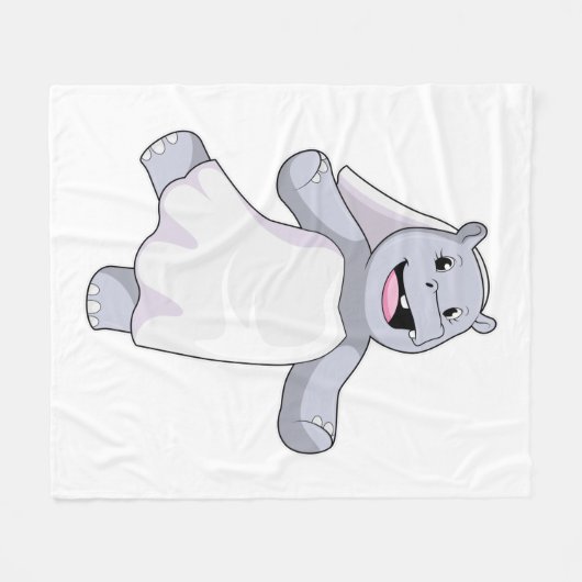 Hippo as Bride with Veil Fleece Deken (Voorkant (Horizontaal))