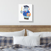 Hippo as Professor with Book Canvas Afdruk (Insitu (Slaapkamer))