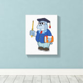 Hippo as Professor with Book Canvas Afdruk (Insitu (Houten vloer))