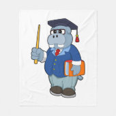Hippo as Professor with Book Fleece Deken (Voorkant)