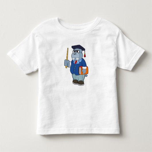 Hippo as Professor with Book Kinder Shirts (Voorkant)