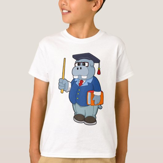 Hippo as Professor with Book T-shirt (Voorkant)