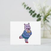 Hippo as Secretary with Notepad Briefkaart (Staand voorkant)