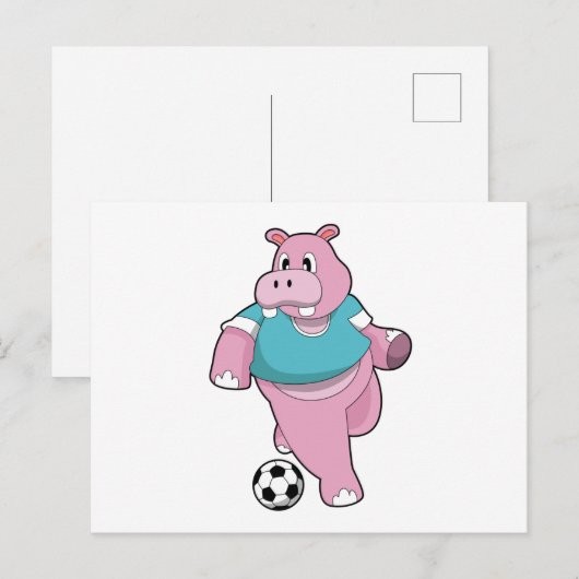 Hippo as Soccer player with Soccer.PNG Briefkaart (Voorkant / Achterkant)