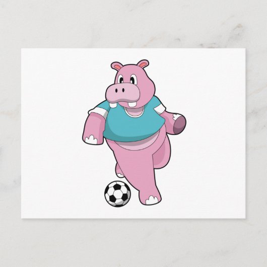 Hippo as Soccer player with Soccer.PNG Briefkaart (Voorkant)