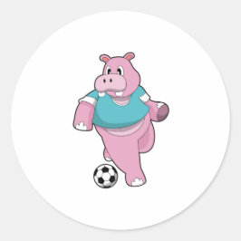 Hippo as Soccer player with Soccer.PNG Ronde Sticker