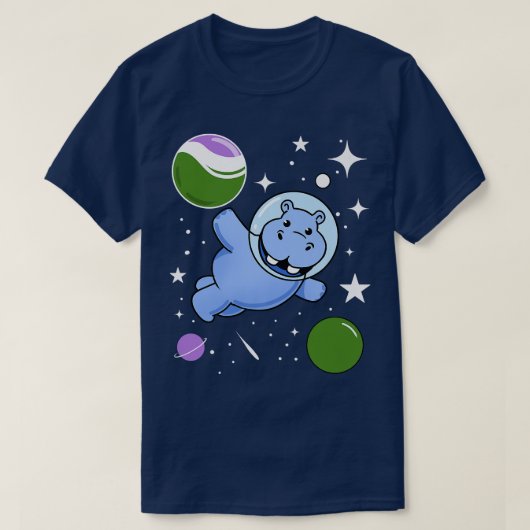 Hippo Astronaut Genderqueer Pride T-shirt (Design voorkant)