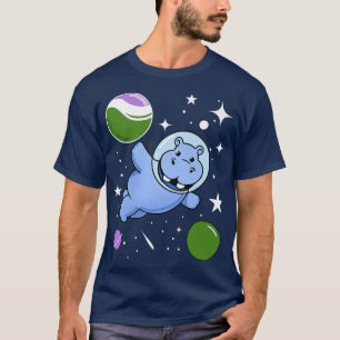 Hippo Astronaut Genderqueer Pride T-shirt