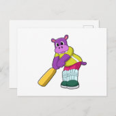 Hippo at Cricket with Cricket bat Briefkaart (Voorkant / Achterkant)