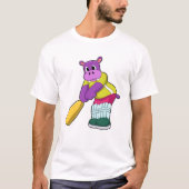 Hippo at Cricket with Cricket bat T-shirt (Voorkant)