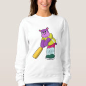 Hippo at Cricket with Cricket bat Trui (Voorkant)