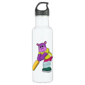 Hippo at Cricket with Cricket bat Waterfles (Voorkant)
