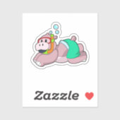 Hippo at Diving with Snorkel Sticker (Vel)