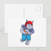 Hippo at Football Sports Briefkaart (Voorkant / Achterkant)